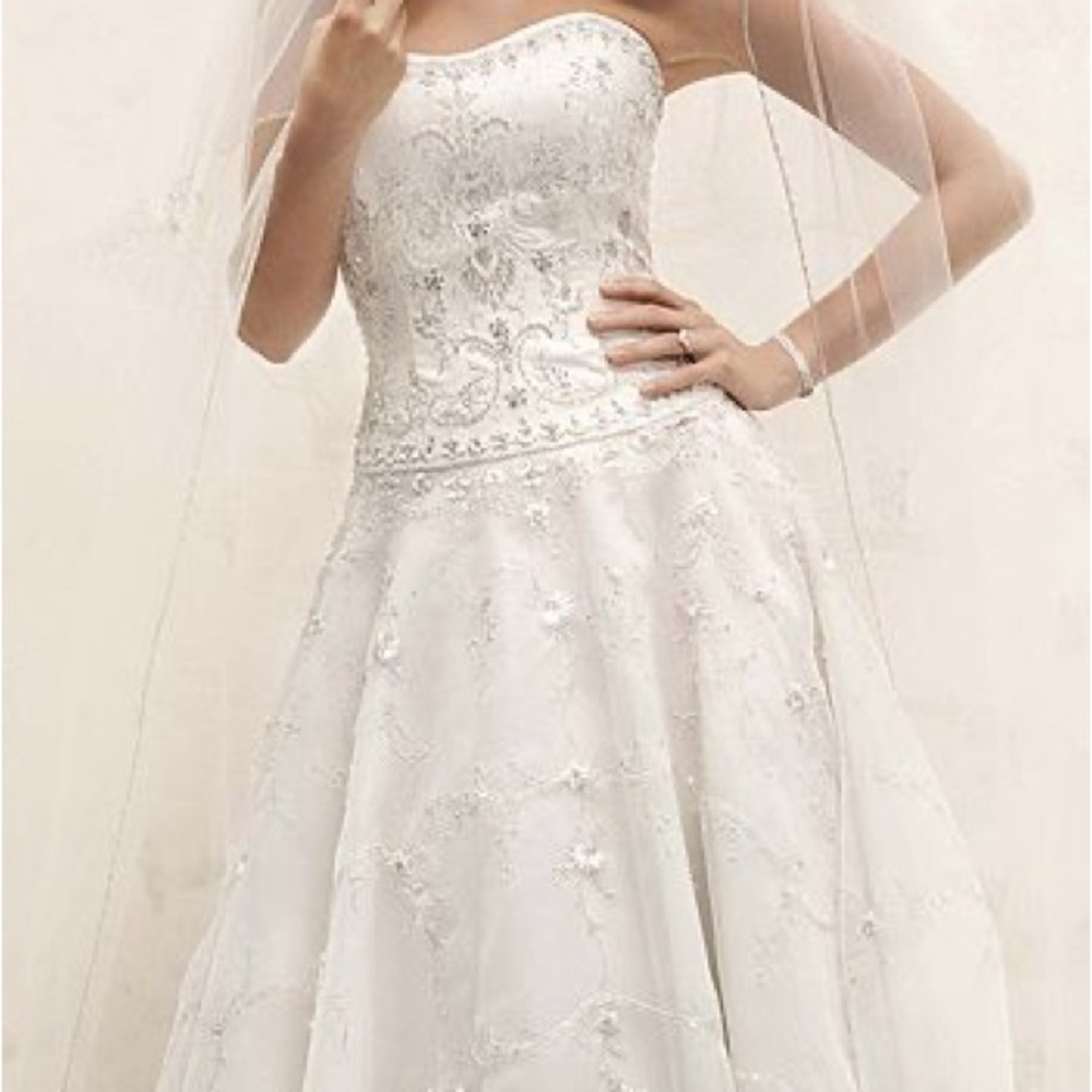 Oleg Cassini Satin Bodice Organza Wedding Dress
